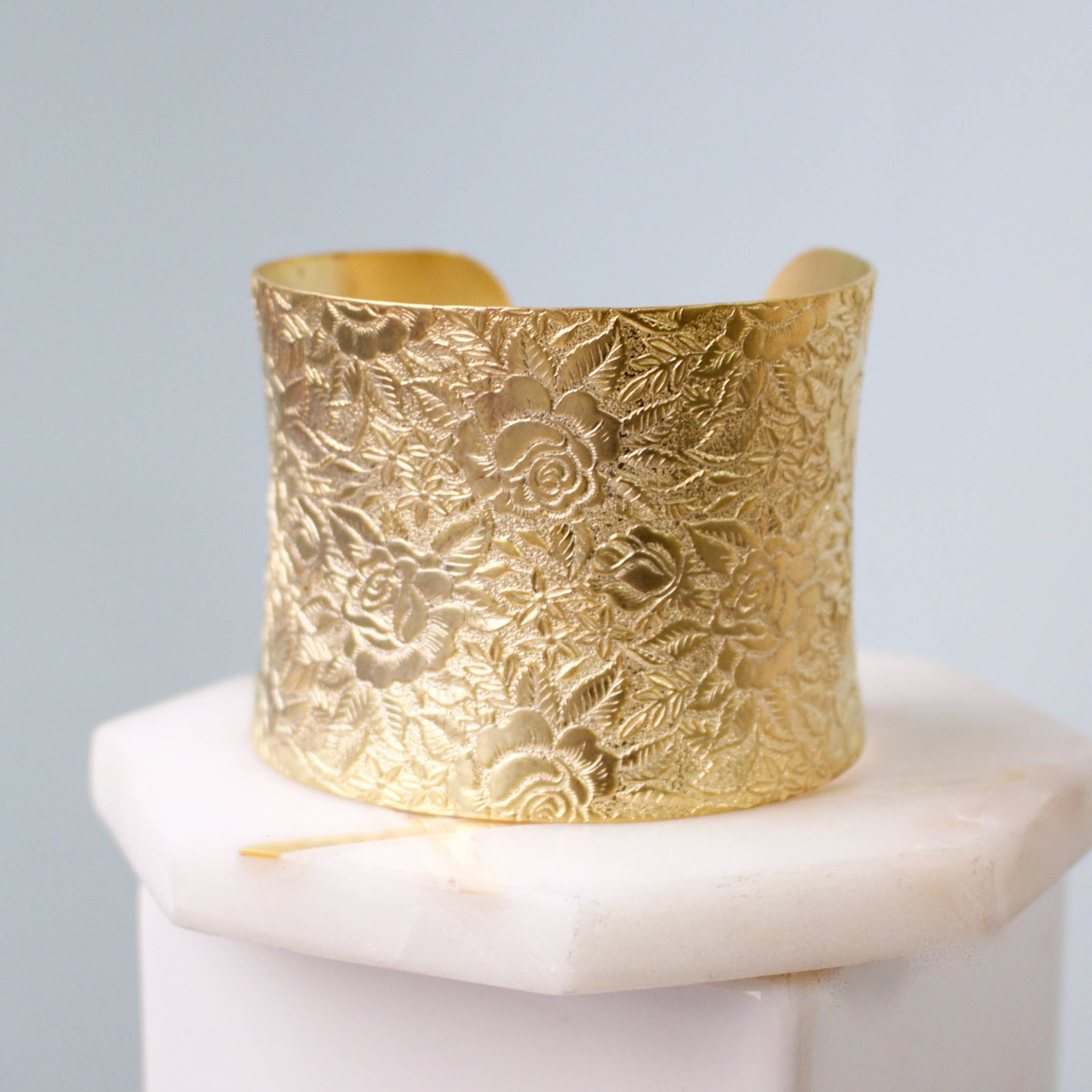 a.v. max - Wholesale Cuff Bracelet - Floral 2" Concave Cuff|Gold|Silver0