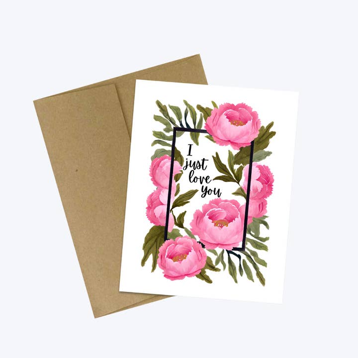 Jag älskar dig bara rosa blommigt brunt kraftpapperskort för wholesale av Cryptic Paper Co.