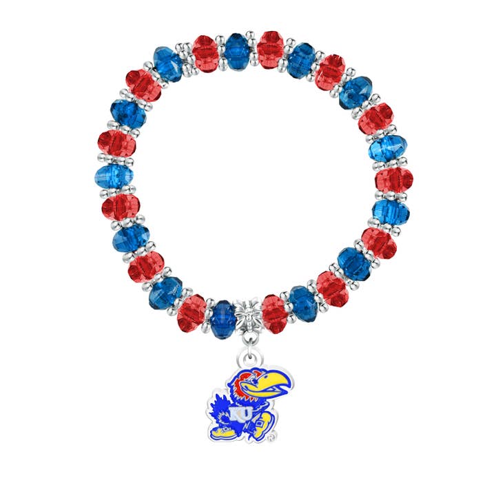 NCAA Kansas Jayhawks Two-Tone Beaded Bracelet for wholesale by Simran International