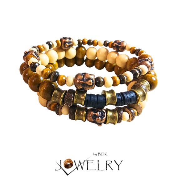 Jewelry By BDK - Wholesale Jewelry Set - 3-PC Men’s Beaded Buddha Head Bracelet Set