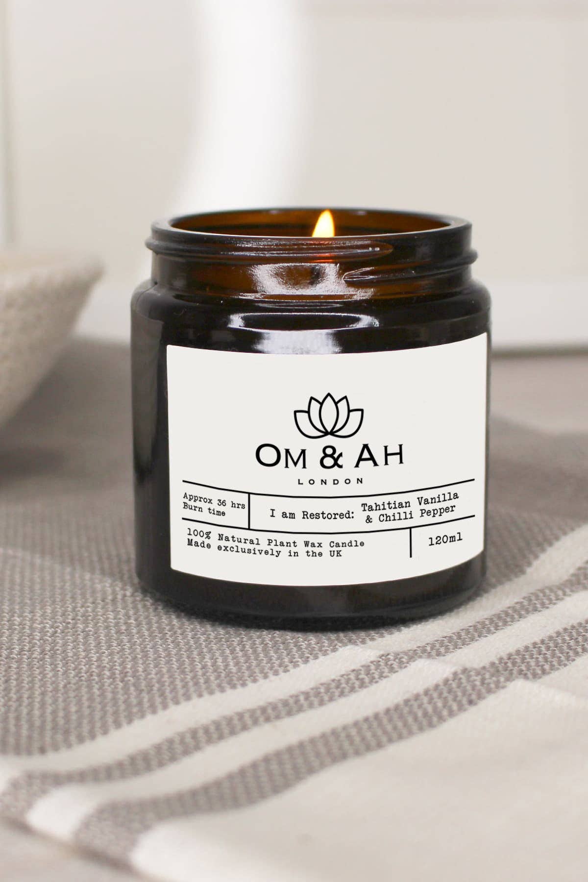 Om & Ah – wholesale Jar/filled candle – "I Am Restored" Candle2