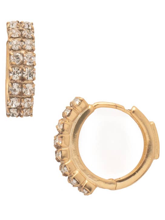 Créoles Huggie à double cristal - EFS31BGCRY pour la vente par Sorrelli