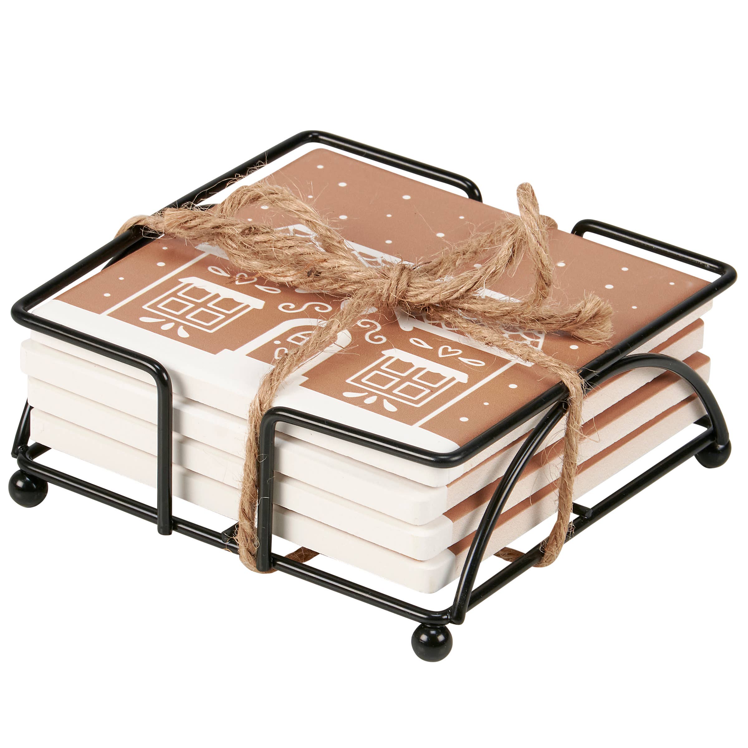 Primitives by Kathy - Wholesale Drinking Glass/Cup - Gingerbread House Coaster Set2