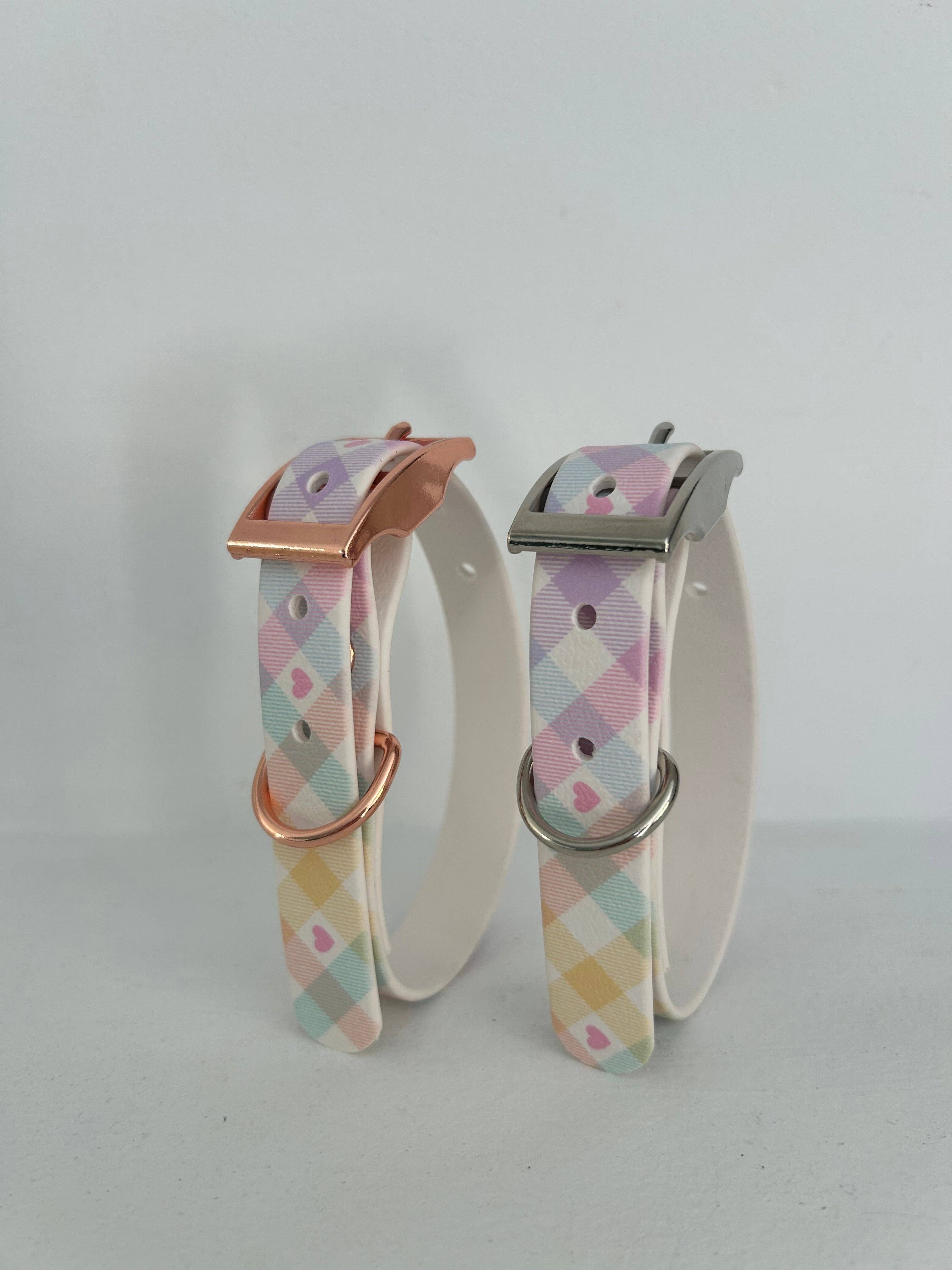 Puppies & Pom Poms - Vente Collier – chien - Collier pour chien artisanal pastel vichy étanche14