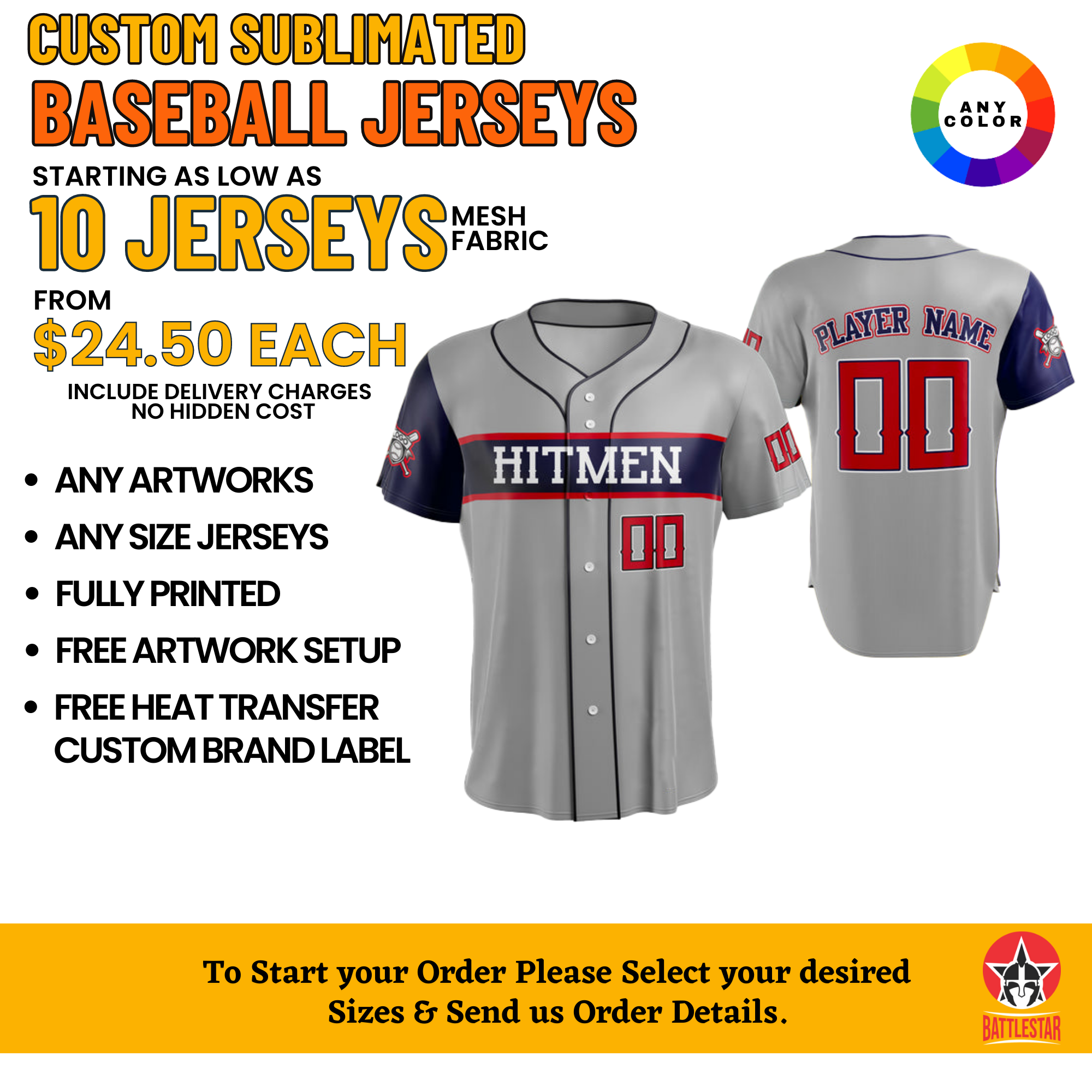 Eastworth Industries – Engroshandel T-shirt til sublimationstryk – unisex – Personlige sublimerede Mesh Baseball Trøjer0