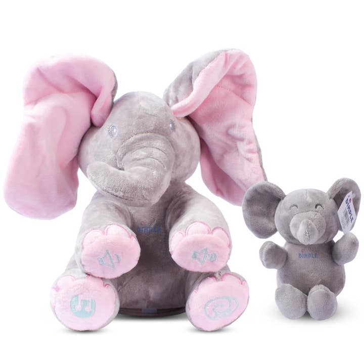 Éléphant Kaia Singing Peek-A-Boo et bébé éléphant en peluche douce pour la vente par Dimple