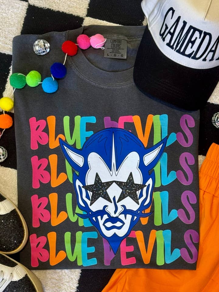 Blue Devils Neon Mascot Tee for wholesale by P&PD Wholesale