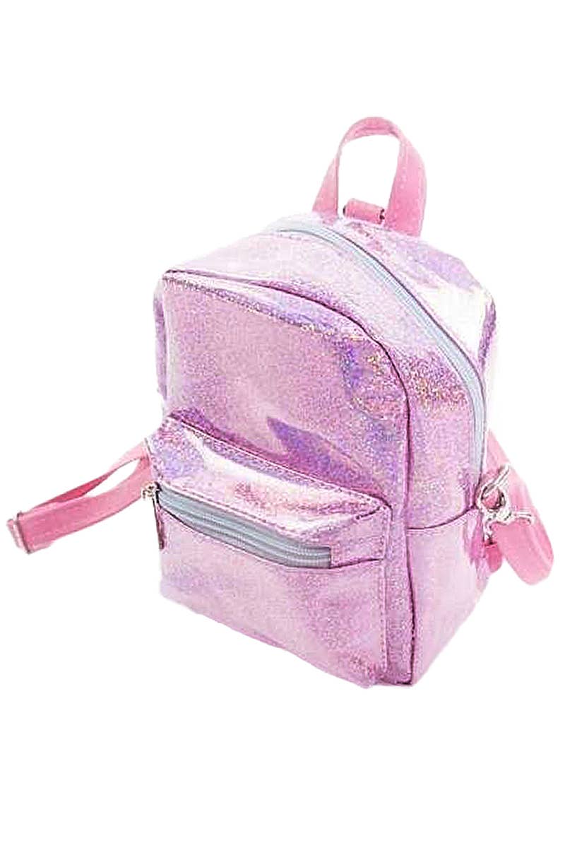 Rosa Mochila Glitter Shimmer Holographic Retro PVC para venda a revendedores na Faire2
