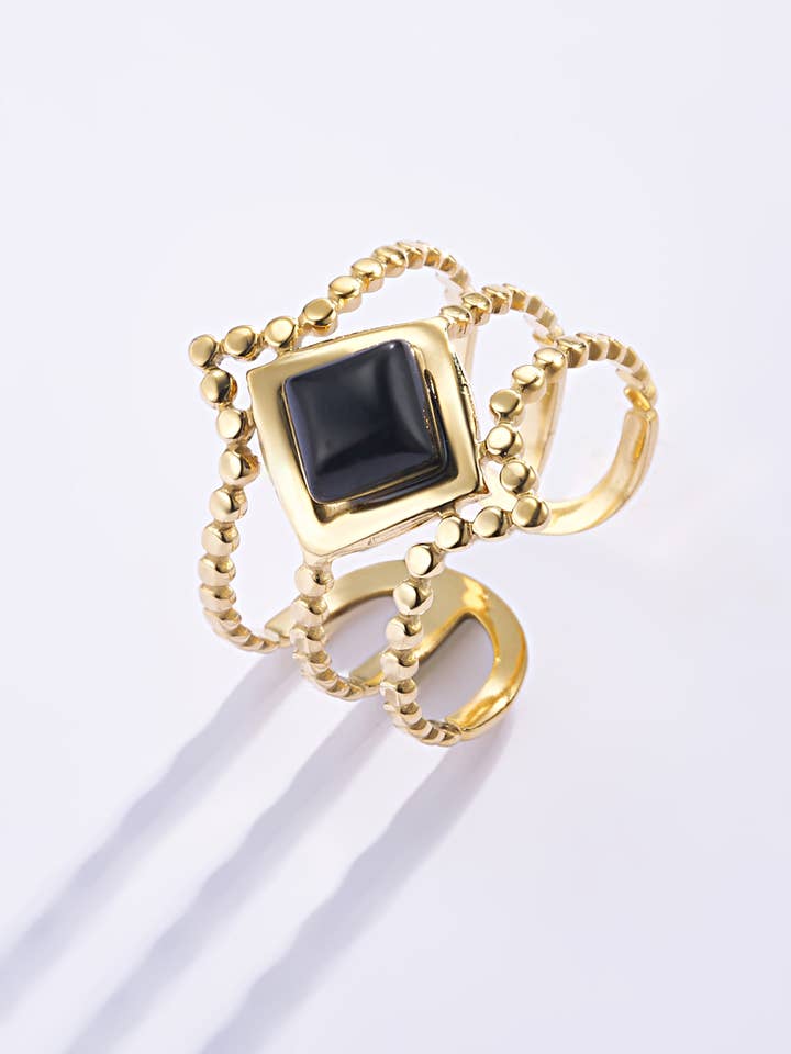 Anillo de piedra coloreada de acero inoxidable 424RX109 para venta al por mayor de BYREN | ÉLINE L'ATELIER
