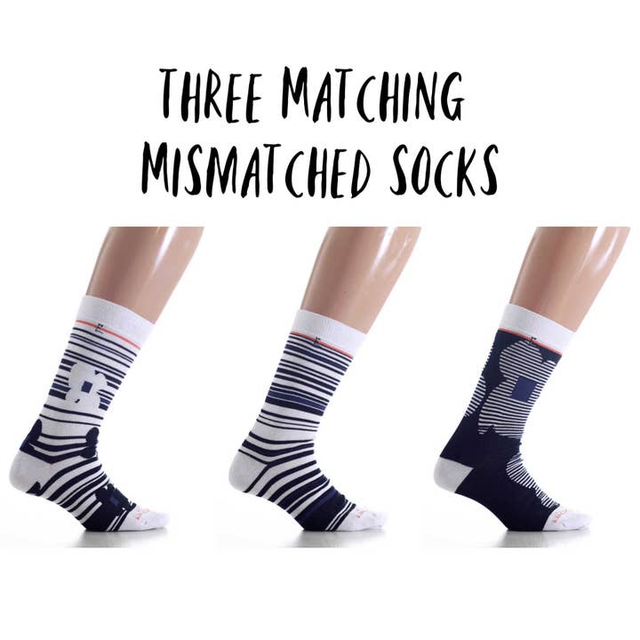 Men's Matching Mismatched Black and White Flowers Socks for wholesale by Mismatched Sock Shop