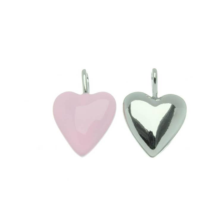 Jewel Pledge - Wholesale Individual Charm/Pendant - Silver/Gold Puff Heart Charm for Necklace, Shiny Enamel9