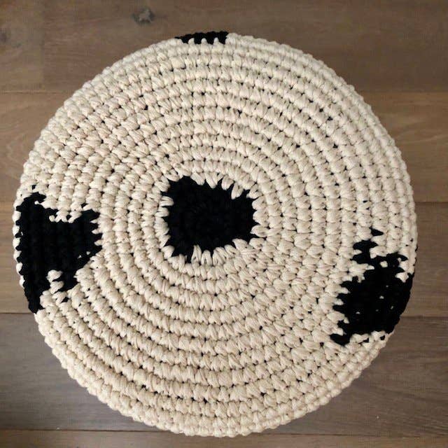 Luna-Leena  - handmade in Nepal - Wholesale Stool - kidsstool with cow pattern cover - cotton crochet4