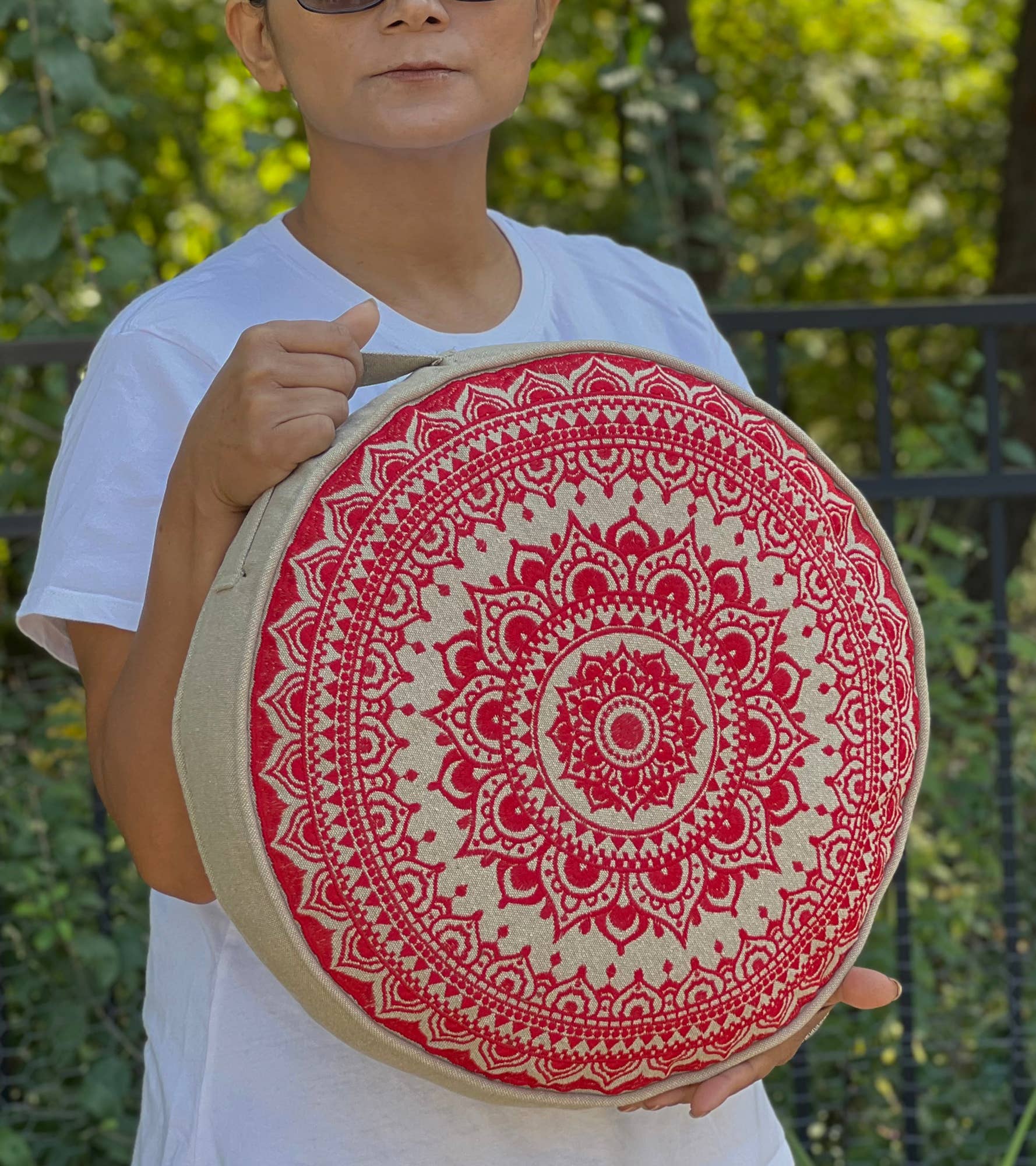 Lungta Imports - Vente Coussin décoratif de sol - Coussin de méditation tibétain Zen Zafu 7