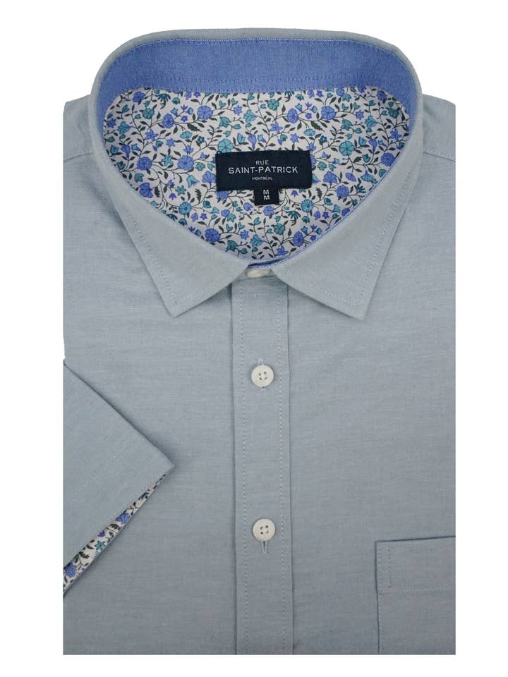 Artesia Stretch Easy-Care Short Sleeve Shirt in Iceberg Blue for wholesale by Rue Saint-Patrick