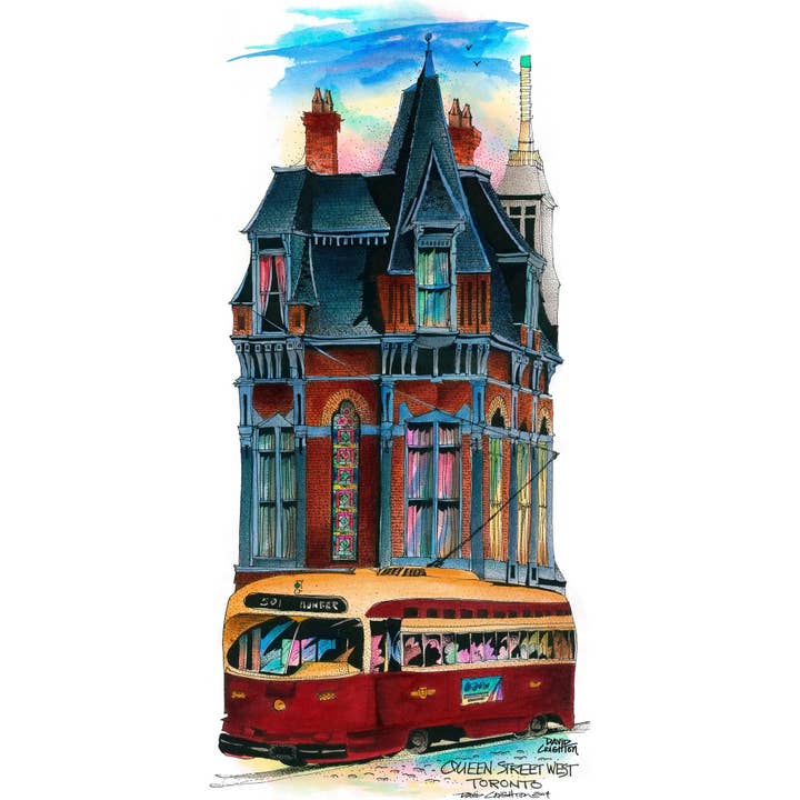 Street Car on Queen Postcard for wholesale by Totally Toronto Art/Sassy City Studio