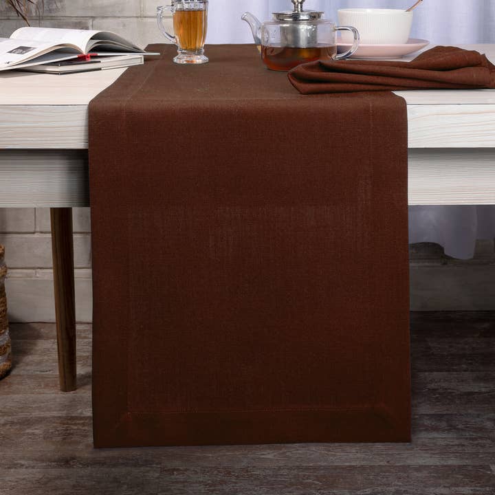 Brown Faux Linen Table Runner for wholesale by D'Moksha