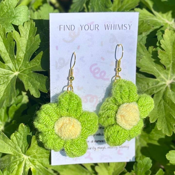 Whit's Up Shop - Wholesale Dangle earrings - Handcrafted Flower Crochet Earrings - 1.75 inch Flowers18