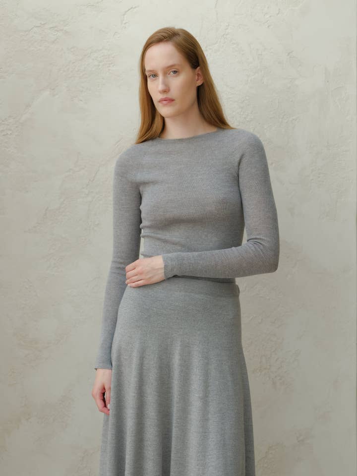Lèmme - Wholesale Knit Sweater - Women's - Ribbed crewneck in extra fine merino wool (3D knit)