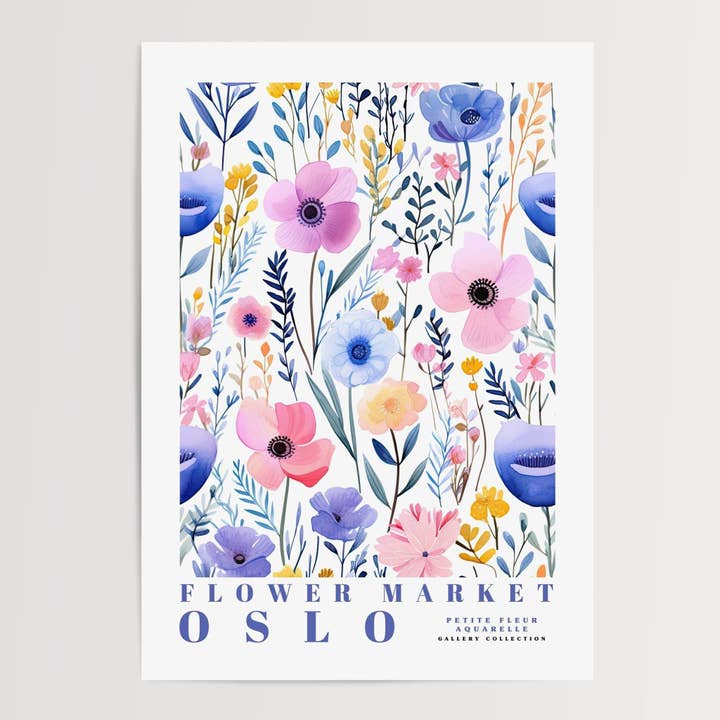 Poster Bloemenmarkt van Oslo voor wholesale door Enchanted Sights