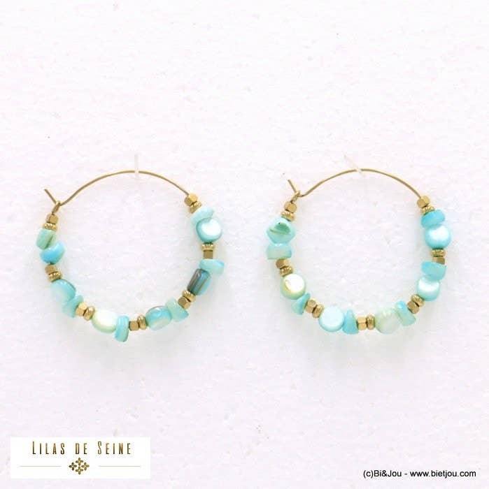 Lilas de Seine - Wholesale Hoop Earrings - 0322093 mother-of-pearl stainless steel creole earrings3