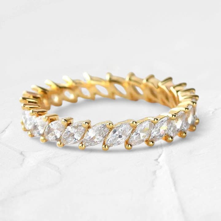 DJOYR - Wholesale Multi-Stone Ring - Marquise Moissanite Full Eternity Band in 14K Gold0