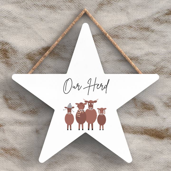 P4450 - Cow Our Herd Cute Animal Theme Wooden Hanging Plaque for wholesale by Vivid Squid Wholesale