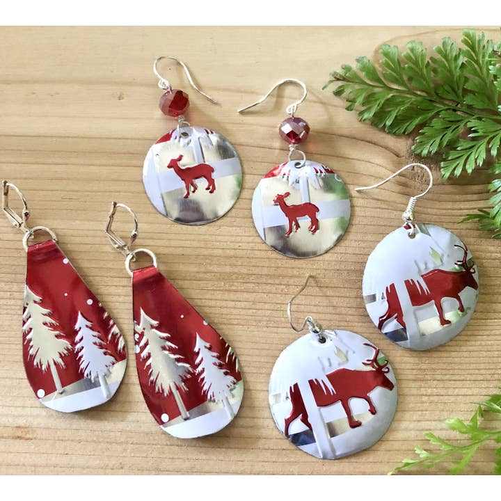 TTE Designs - Wholesale Dangle Earrings - Recycled Tin Holiday Earrings
