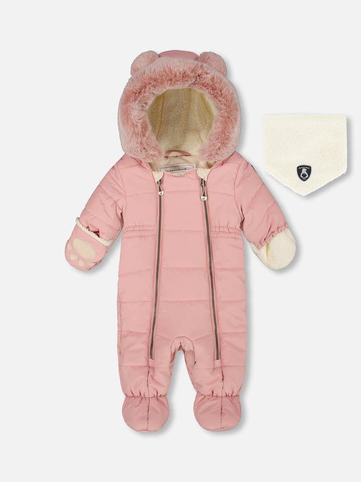 Einteiliger Baby-Layette-Schneeanzug für den Autositz in Altrosa für den Großhandel von Deux par Deux