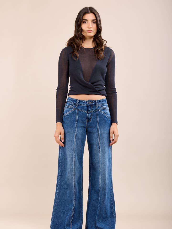 Toxik3 jean wide découpes plis nervurés for wholesale by Toxik3