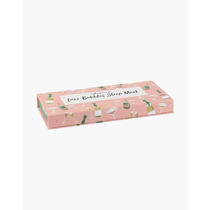 PINK LUXE BAMBOO JERSEY CHAMPAGNE BUBBLES SLEEP MASK for wholesale on Faire2