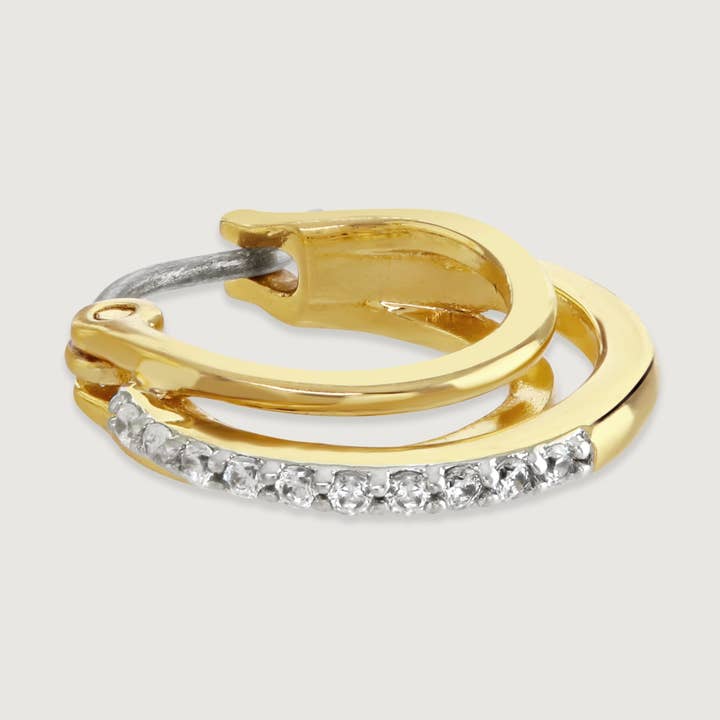 Tweekleurige Trio Pave Hoepeloorbellen voor wholesale door Buckley London