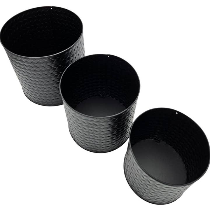 Meinposten - Wholesale Plant Pot - Flowerpot Planter Plant Container Pot Tub 3-piece Set Black Round Metal Matte4