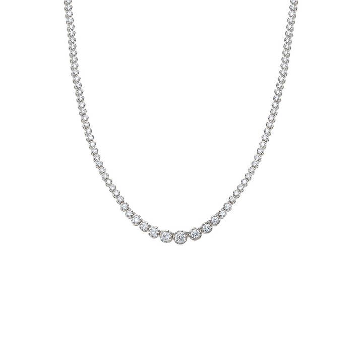 By Adina Eden - Wholesale Link & Chain Necklace - CZ Bezel Graduated Tennis Necklace