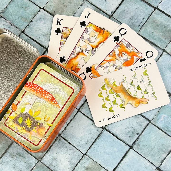 Hedgehog Playing Cards in a Tin for wholesale by Emma Ball Ltd