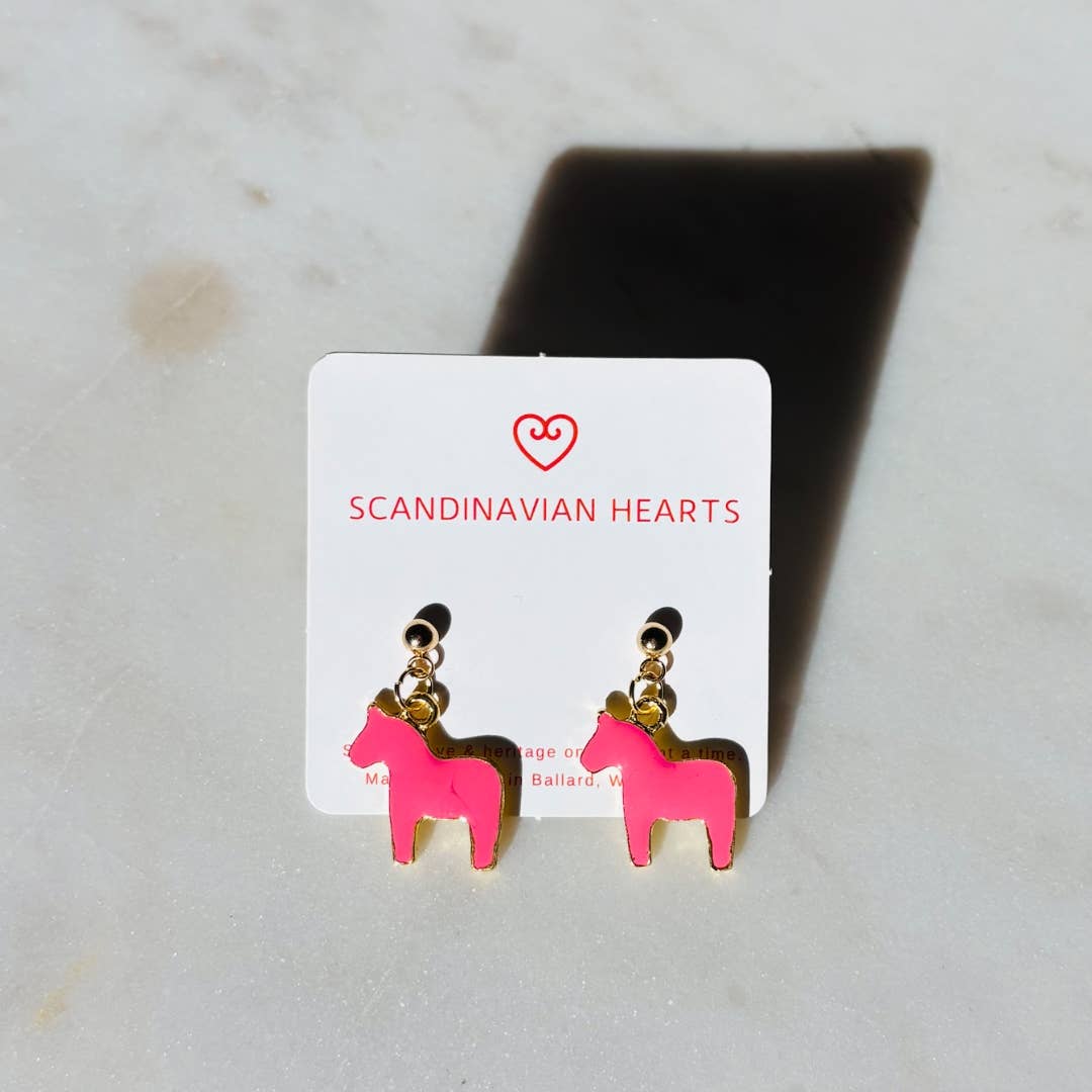 Scandinavian Hearts - Wholesale Stud/Post Earrings - Dala Horse Earrings4