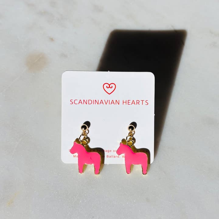 Scandinavian Hearts - Wholesale Stud/Post Earrings - Dala Horse Earrings4