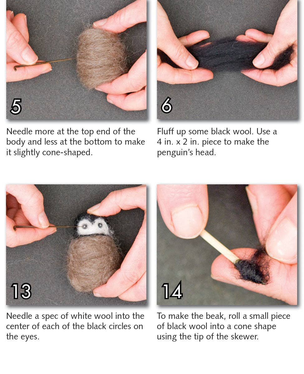 Woolpets - Vente Kit de bricolage - Kit de feutrage pour pingouins3