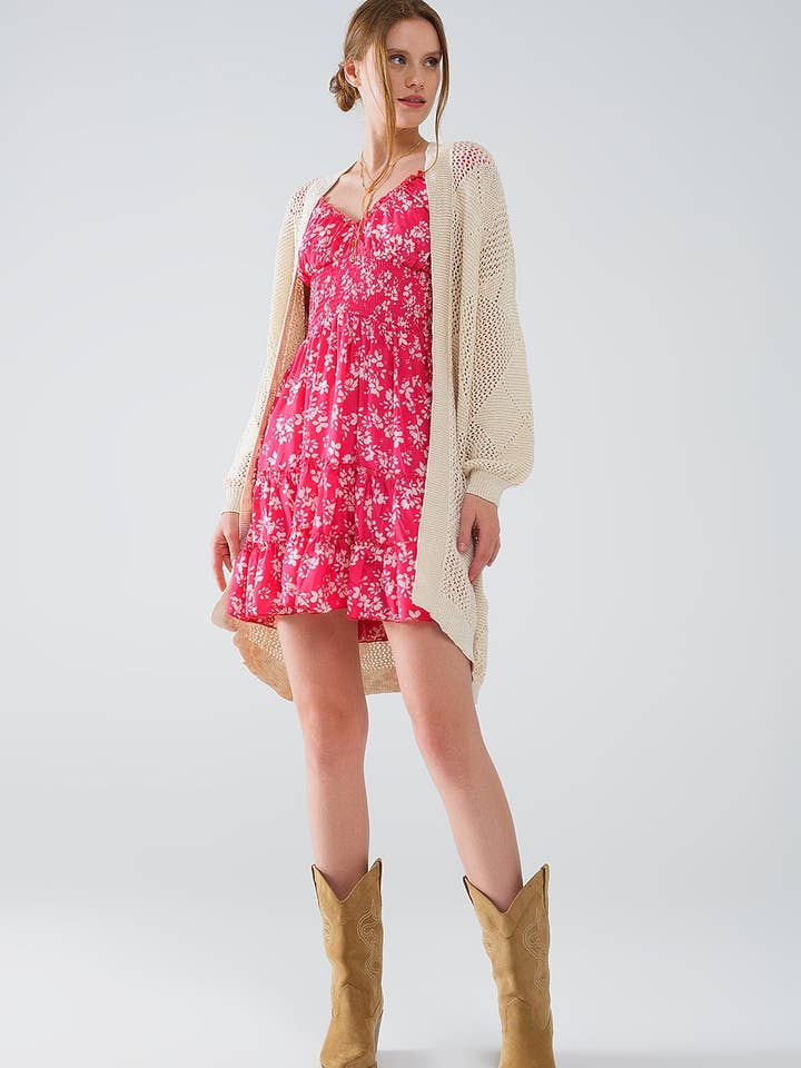 Beige Draped Cardigan With Crochet Design for wholesale on Faire