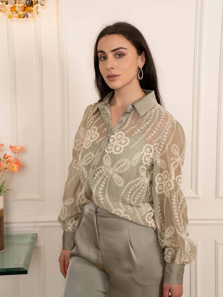 Camisa bordada CH321A por atacado de LULUMARY