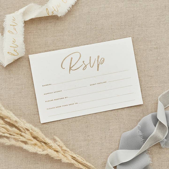 Gold Foiled Rsvp Cards 20 Pack for wholesale by Hootyballoo by Club Green