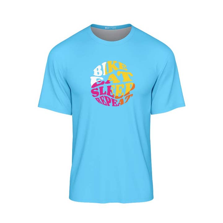 Camiseta Homem Blue Bike Eat Sleep por atacado de Fat Lad At The Back