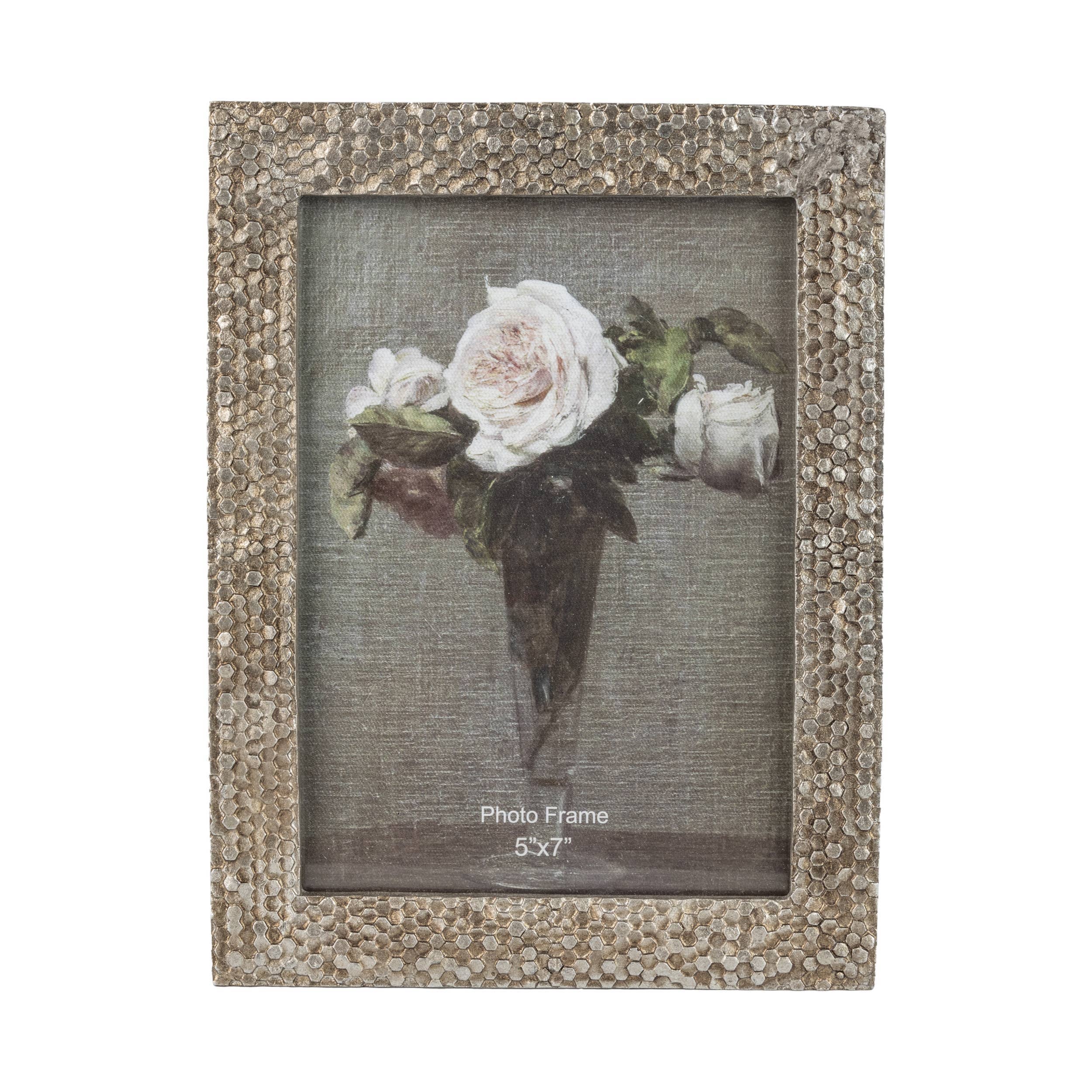 Silver Tree Home & Holiday - Wholesale Picture Frame - GE00668: Chainmail ptrn frame,slv finish fits 5x7in0