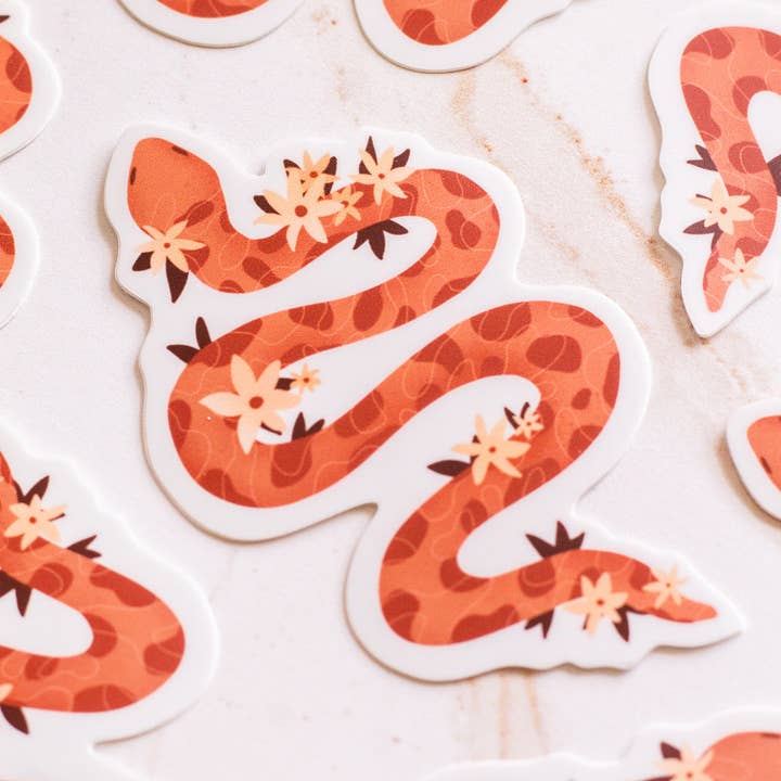 Floral Snake Sticker for wholesale by The Print Pantry