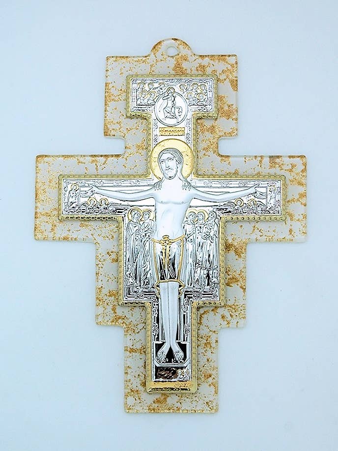 IG2375 - Croix murale San Damiano en verre de Murano italien pour la vente par Contreras Designs