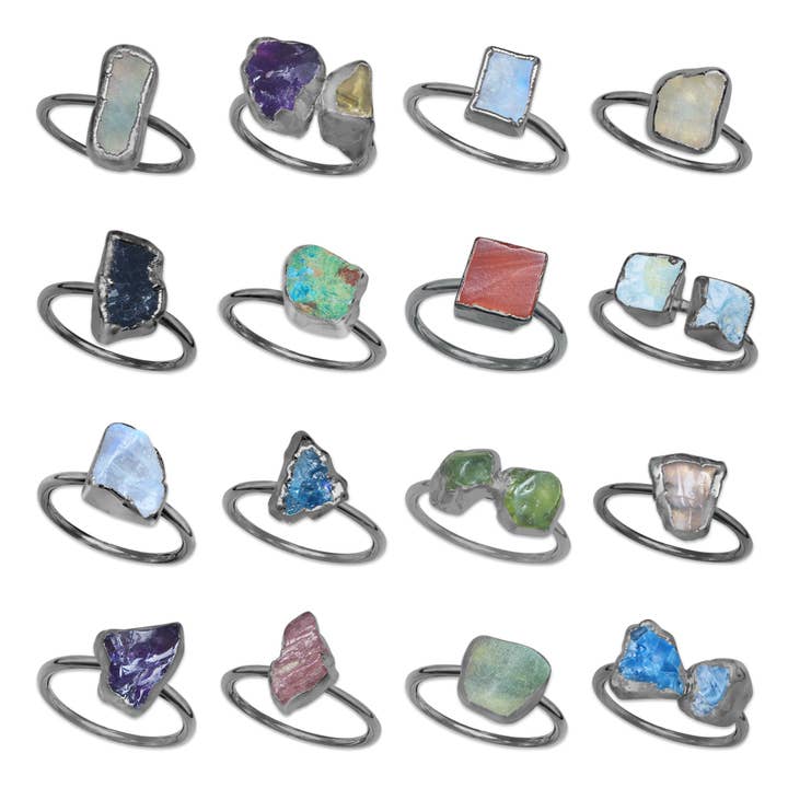 Handmade Jewels - Wholesale Cocktail/Statement Ring - Raw Crystal Ring – Silver, Gold, Rose Gold & Black Rhodium Finish | Natural Stones (Made to Order)3