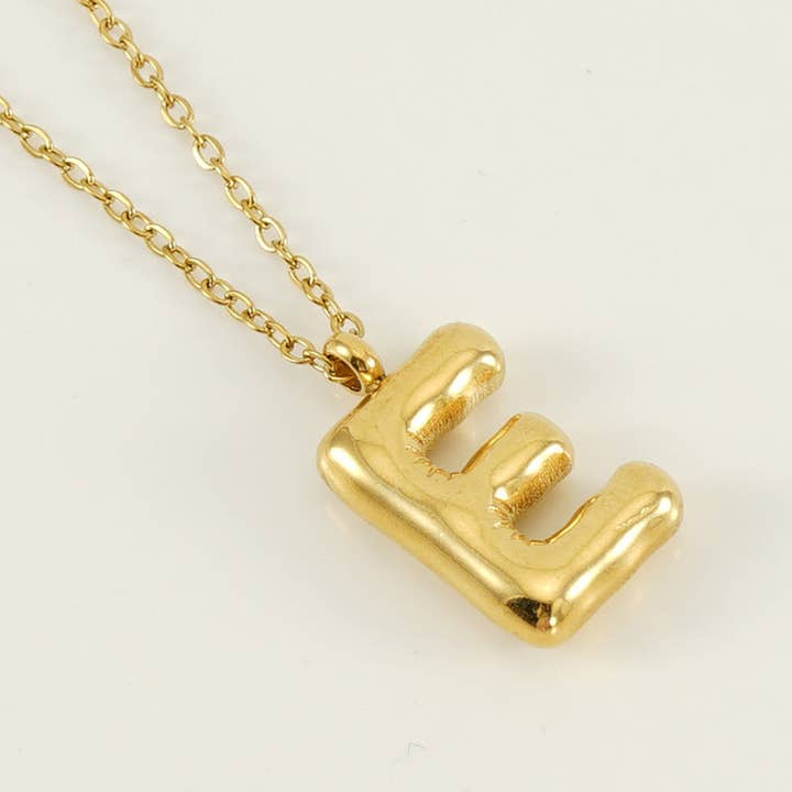 Mio Queena - Wholesale Pendant/Charm Necklace - Bubble Shape Initials 18K Gold Plated Pendant Necklace - FGS4