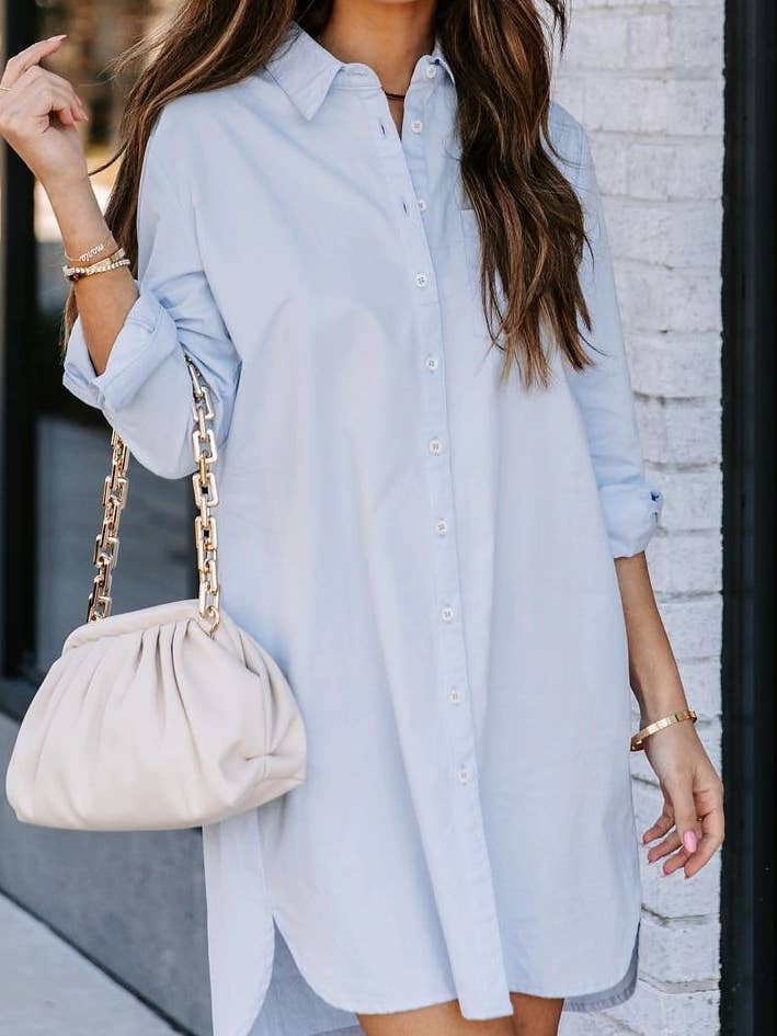 Rosa Clothing - Wholesale Dress - Women's - Loose casual long sleeve shirt dress