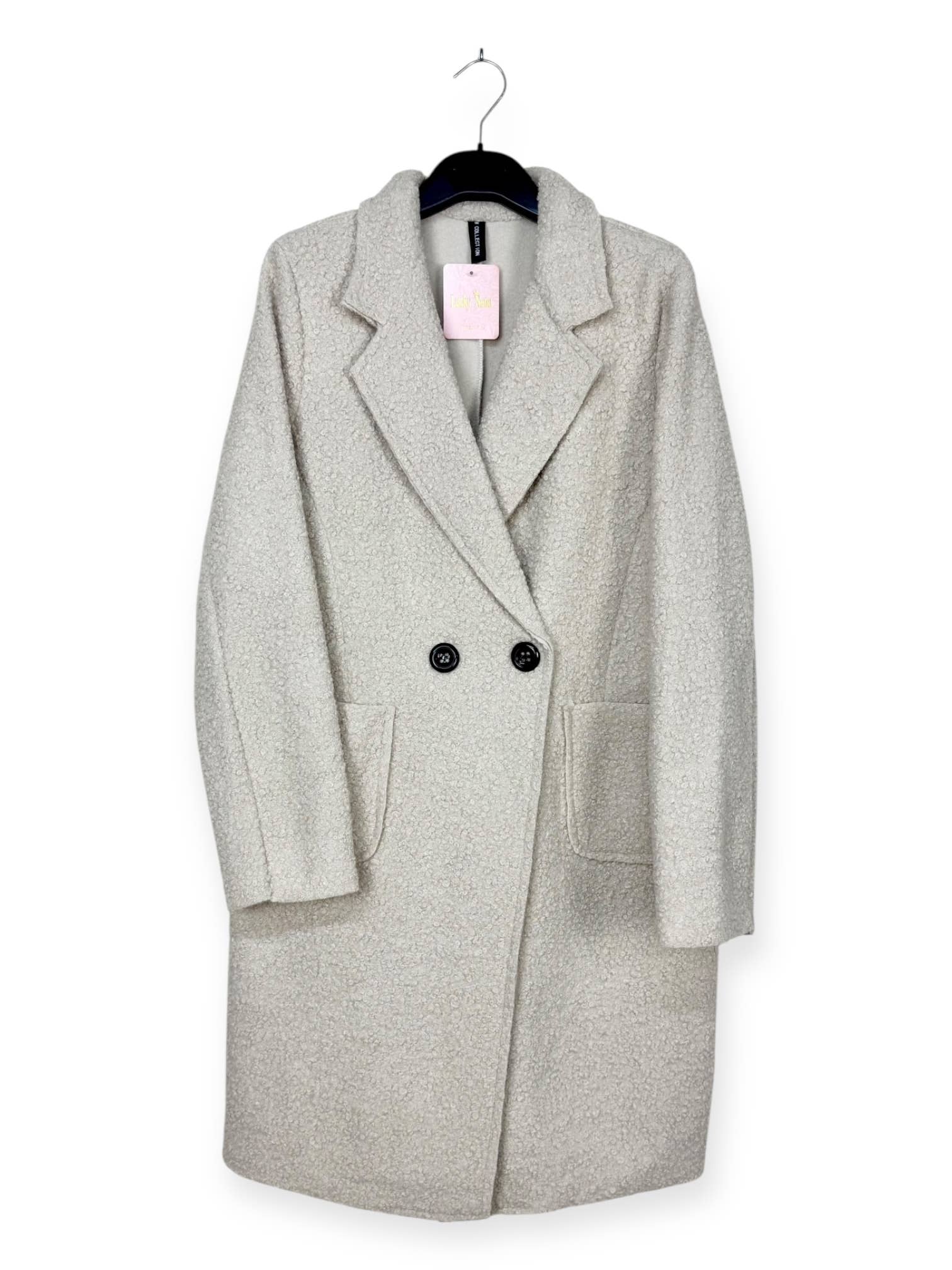 Lucky Nana – Großhandel Mantel - Damen – AH 2083 - Zweiknopf-Mantel aus Bouclé10