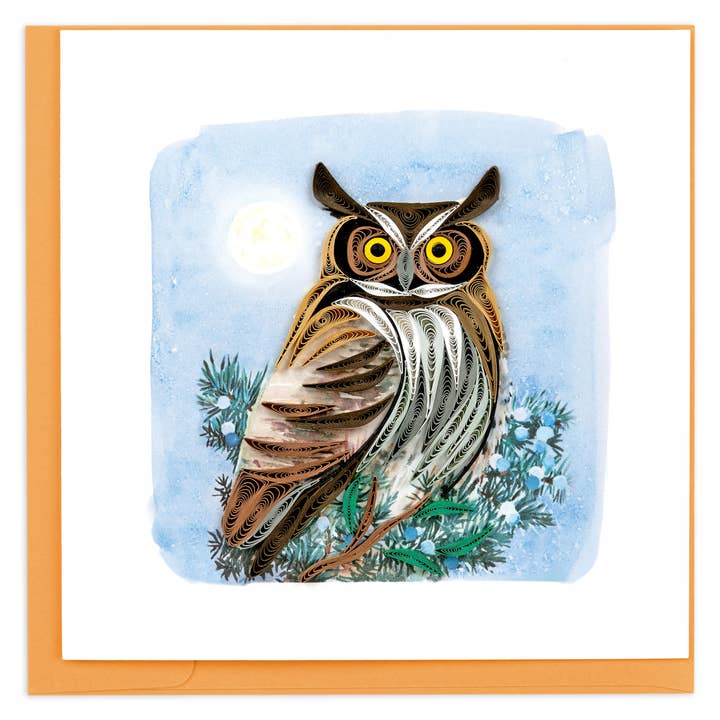 Quilling Card - Wholesale Everyday Greeting Card - Quilled Great Horned Owl Greeting Card