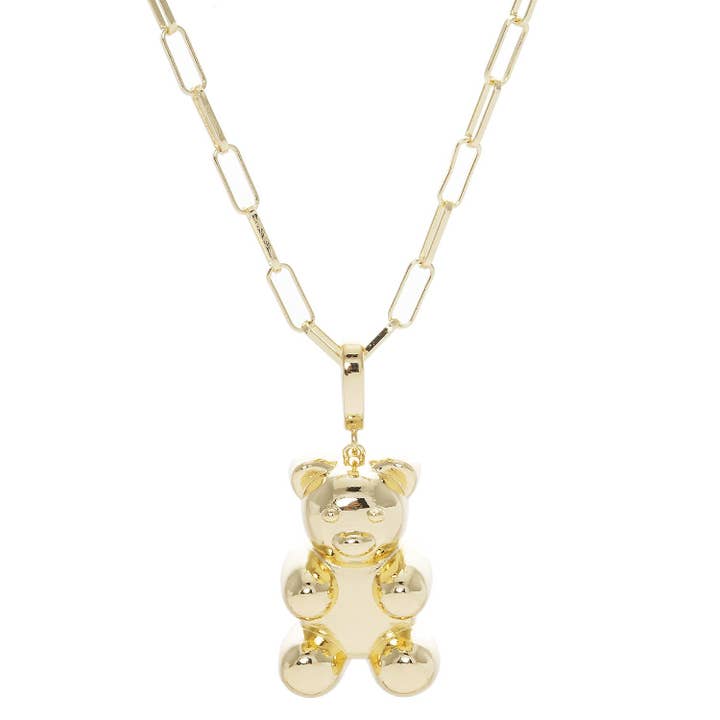 Collier ours en peluche plaqué or pour la vente par OHBOOBA DESIGN